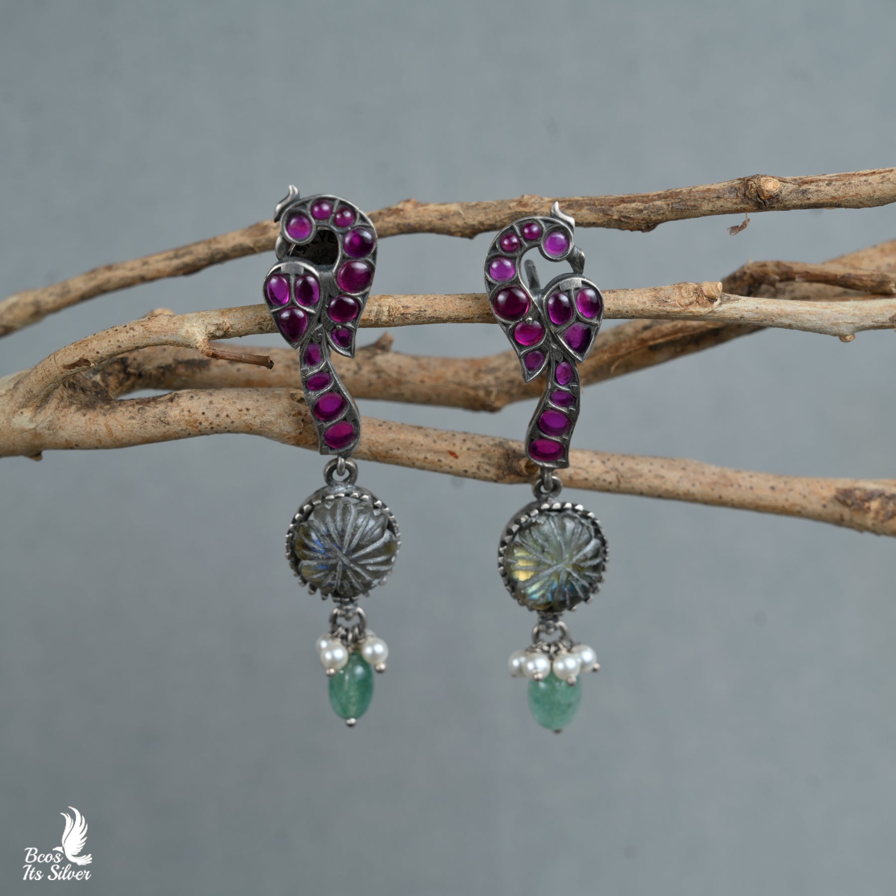 Pure 925 Silver Oxidized Earring - 1047