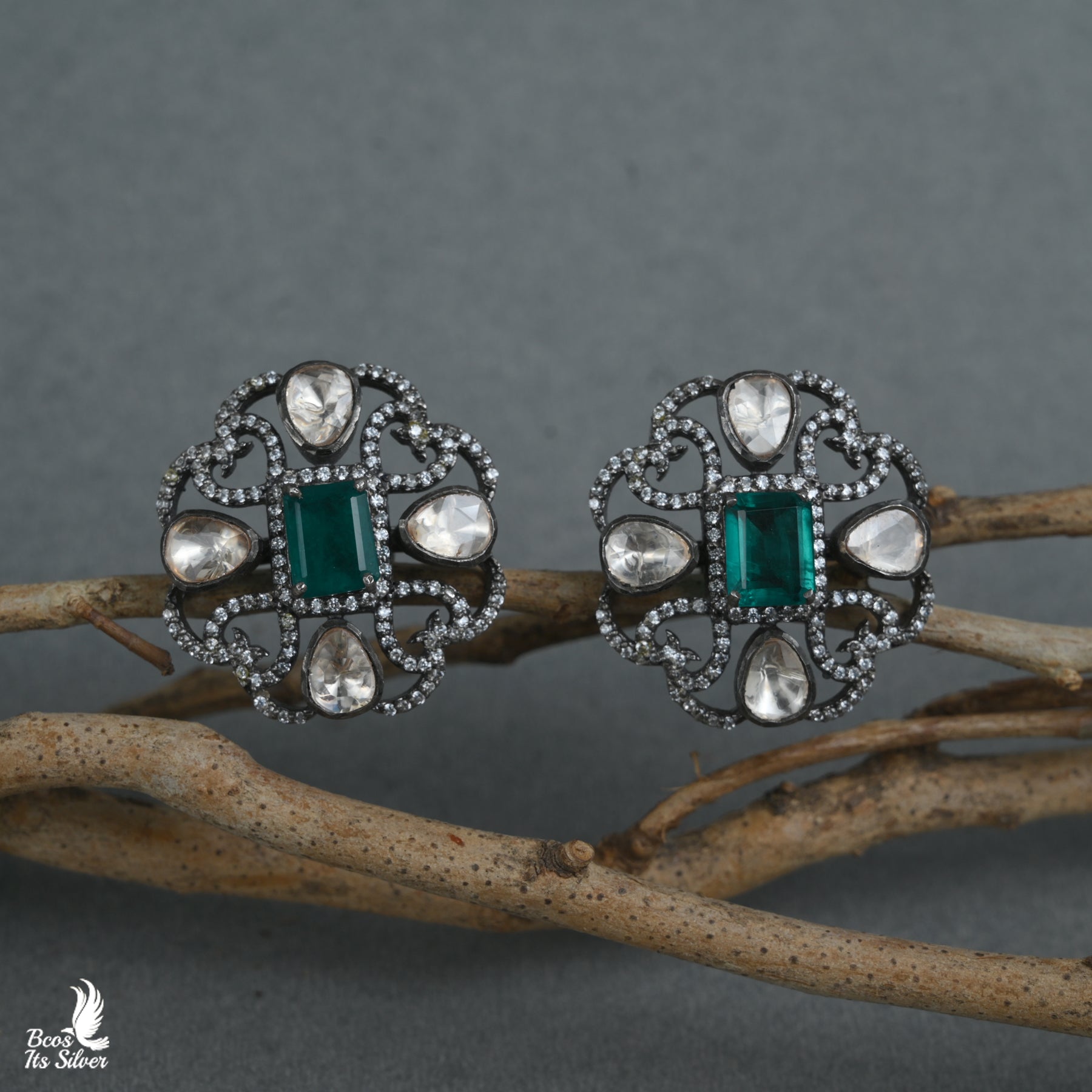 Pure 925 Silver Oxidized Earstud -029
