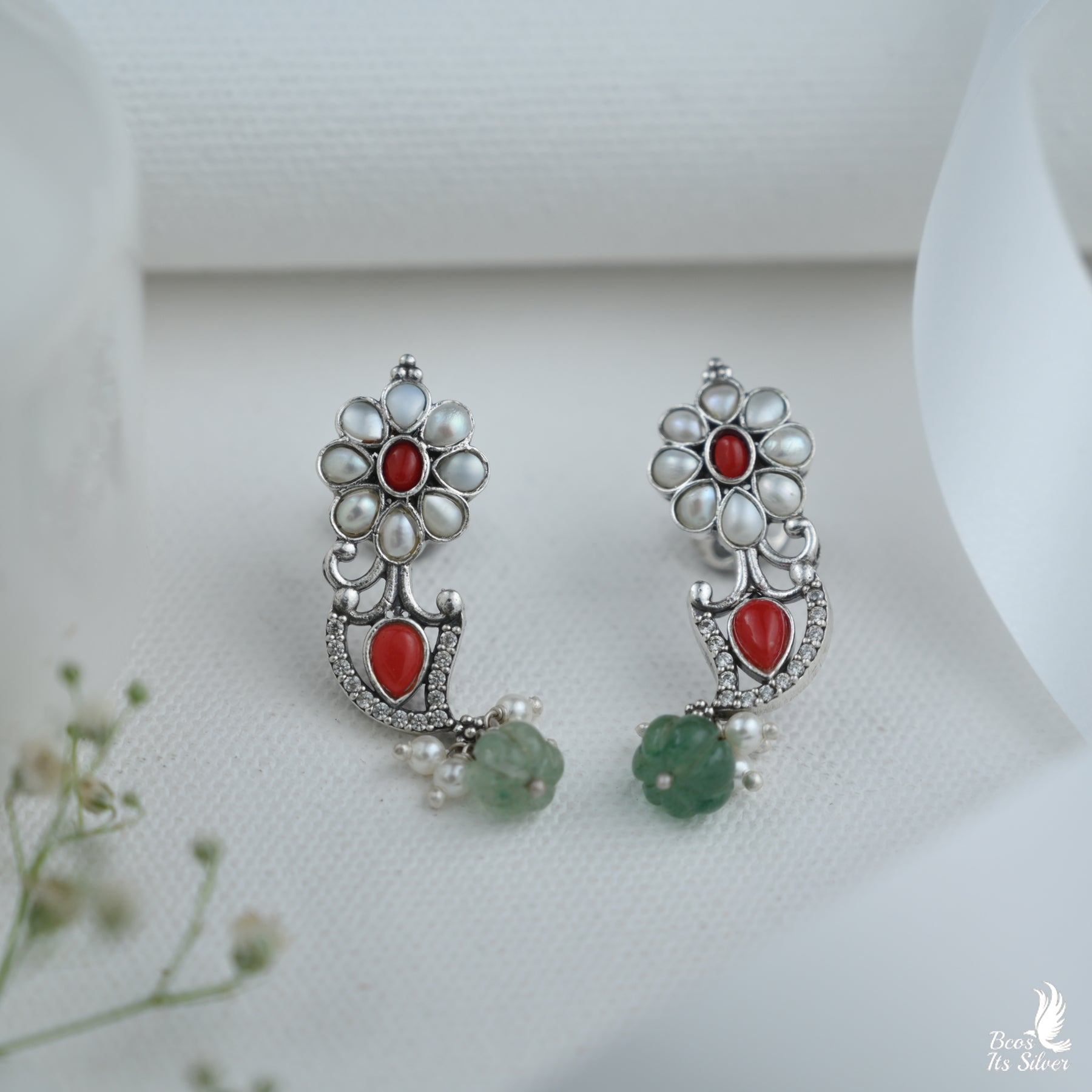 Pure 925 Silver Oxidized Earstud - 6179