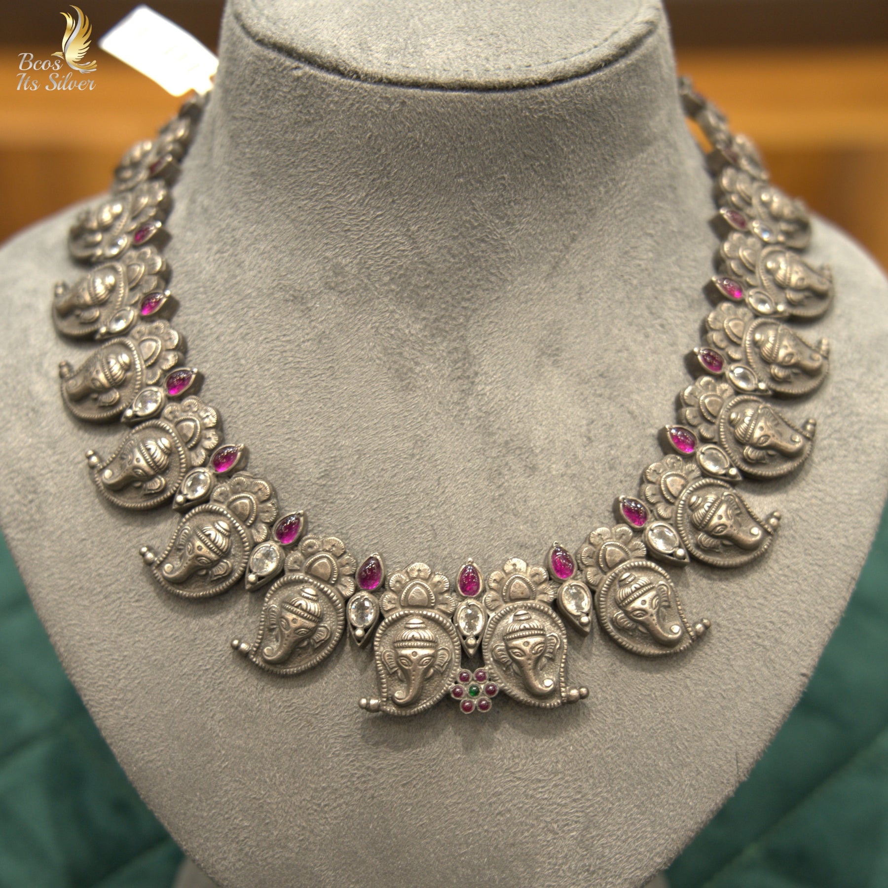 Pure 925 Silver Oxidized Ganesh Neckpiece - 4510