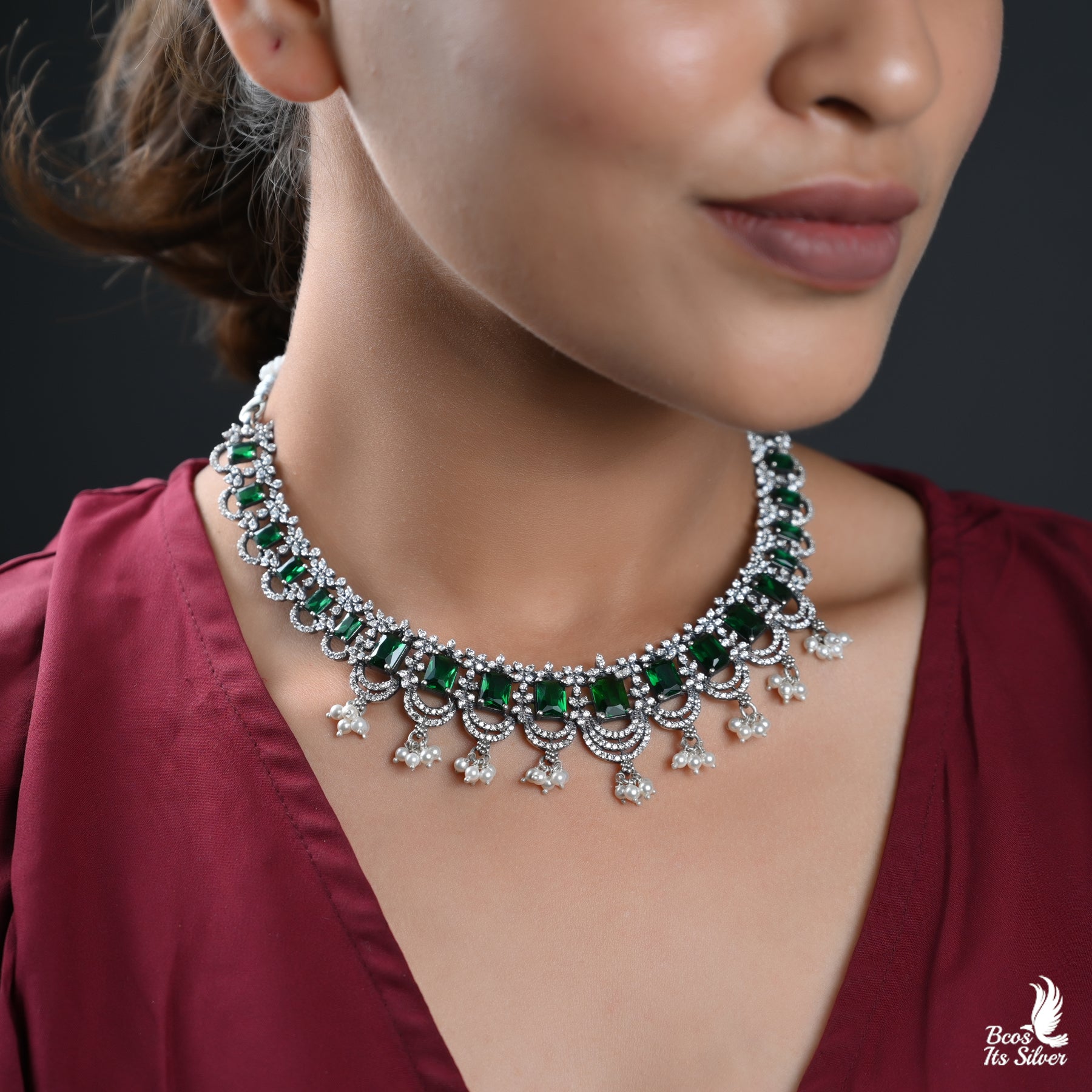 Pure 925 Silver Oxidized Neckpiece - 4396