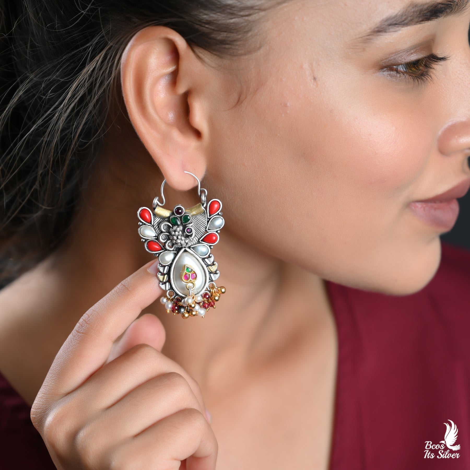 Pure 925 Silver Silver Dual Tone Chandbali - 4535