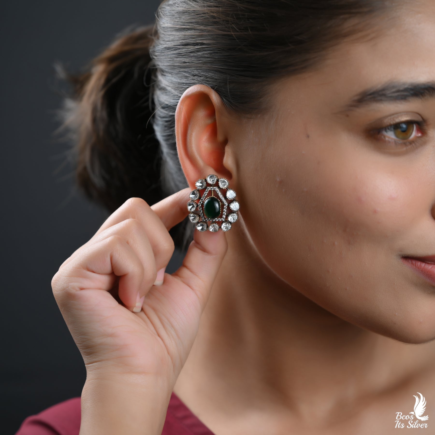 Pure 925 Silver Victorian Ear stud - 6021