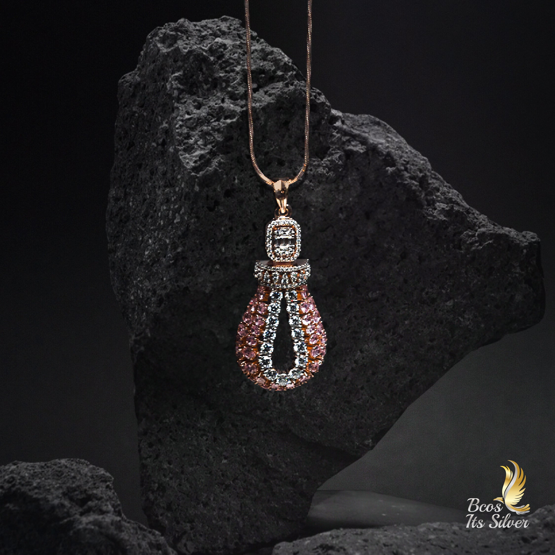 Theia Rose Gold Pendant with Earring - 6708