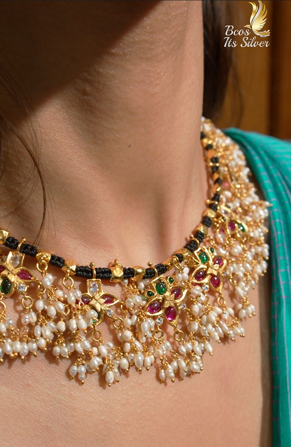 925 Silver Gold Plated Guttapusalu -4500 ( MADE TO ORDER )