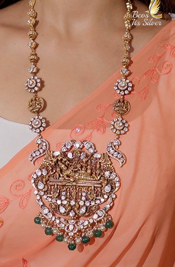 925 Silver Antique Vishnu Haram - 1490 ( MADE TO ORDER )