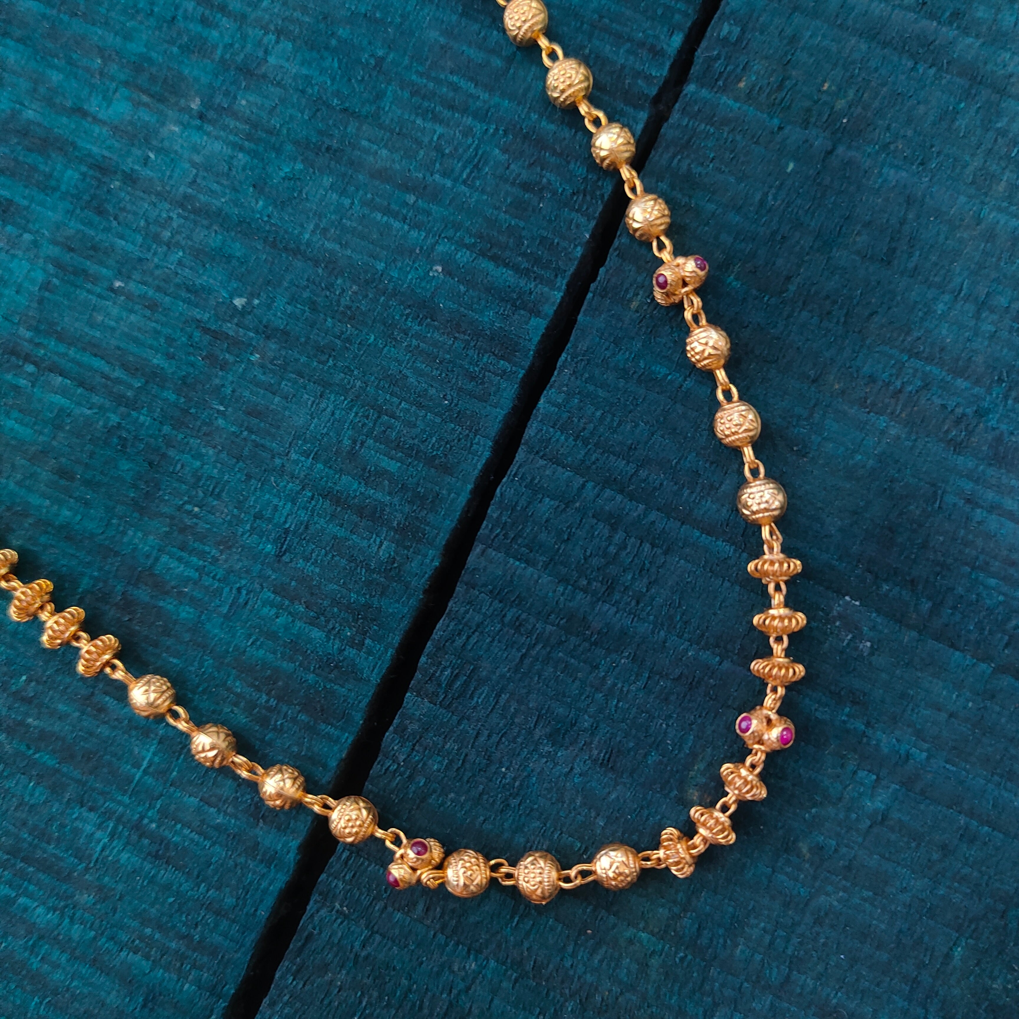 925 Silver Gold Plated Ball Chain-1423