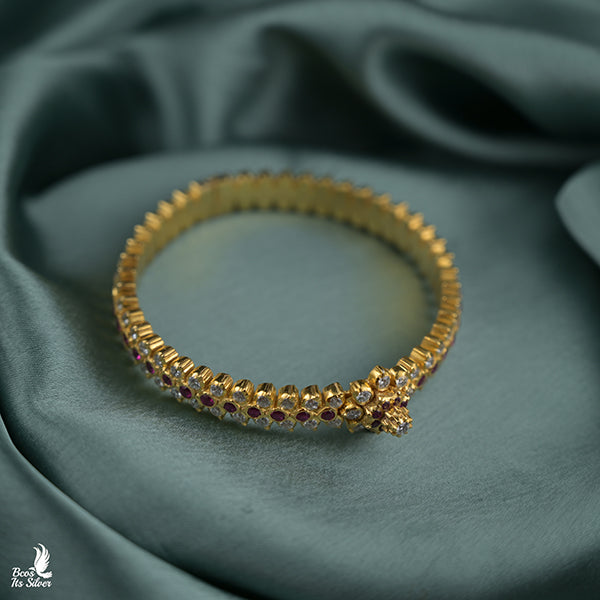 925 Silver Gold Plated Bangle -0504