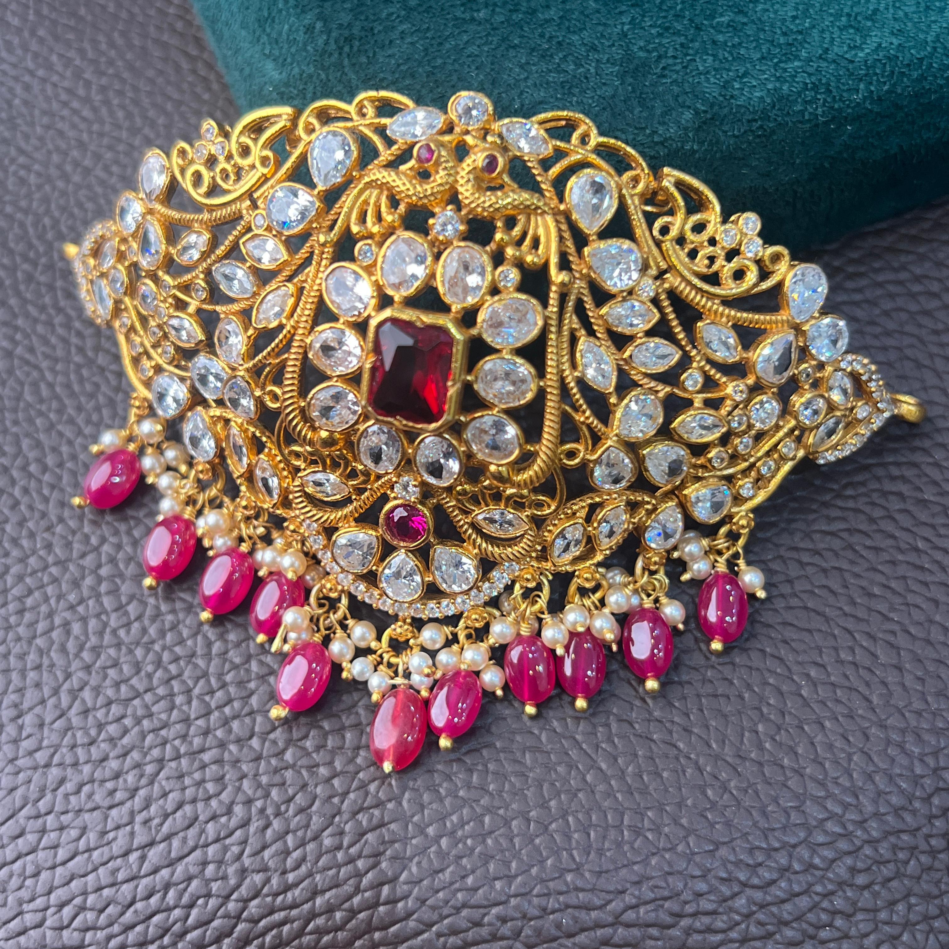 925 Silver Gold Plated Choker- 1201