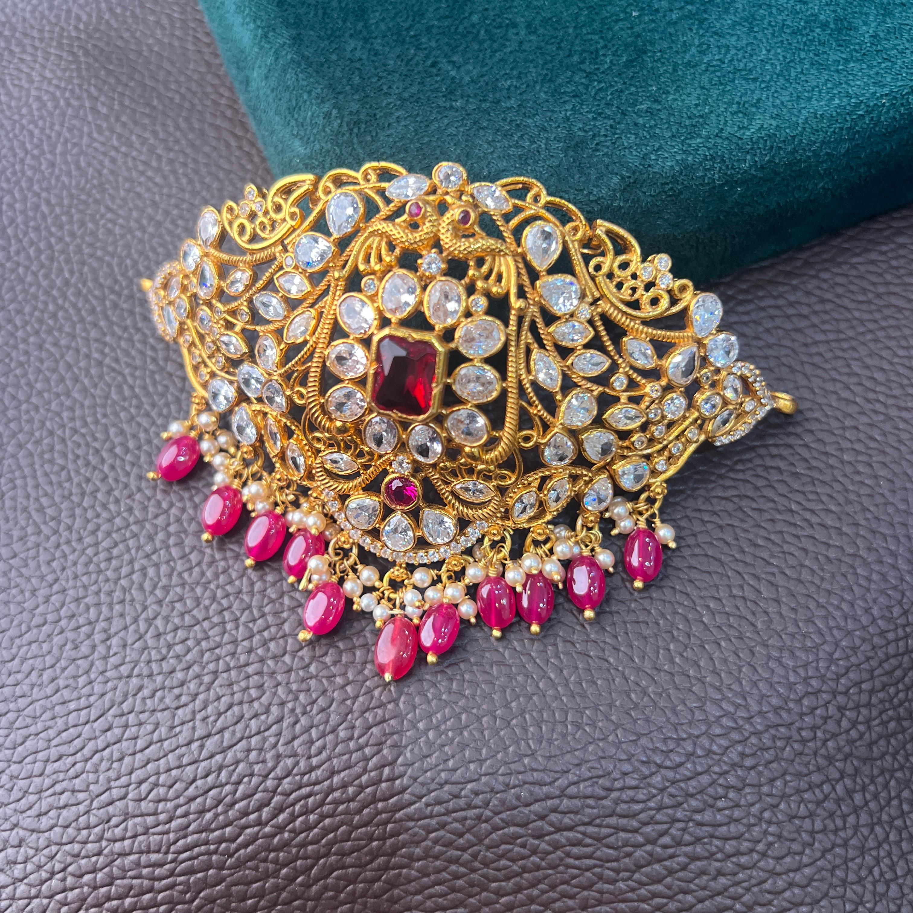 925 Silver Gold Plated Choker- 1201