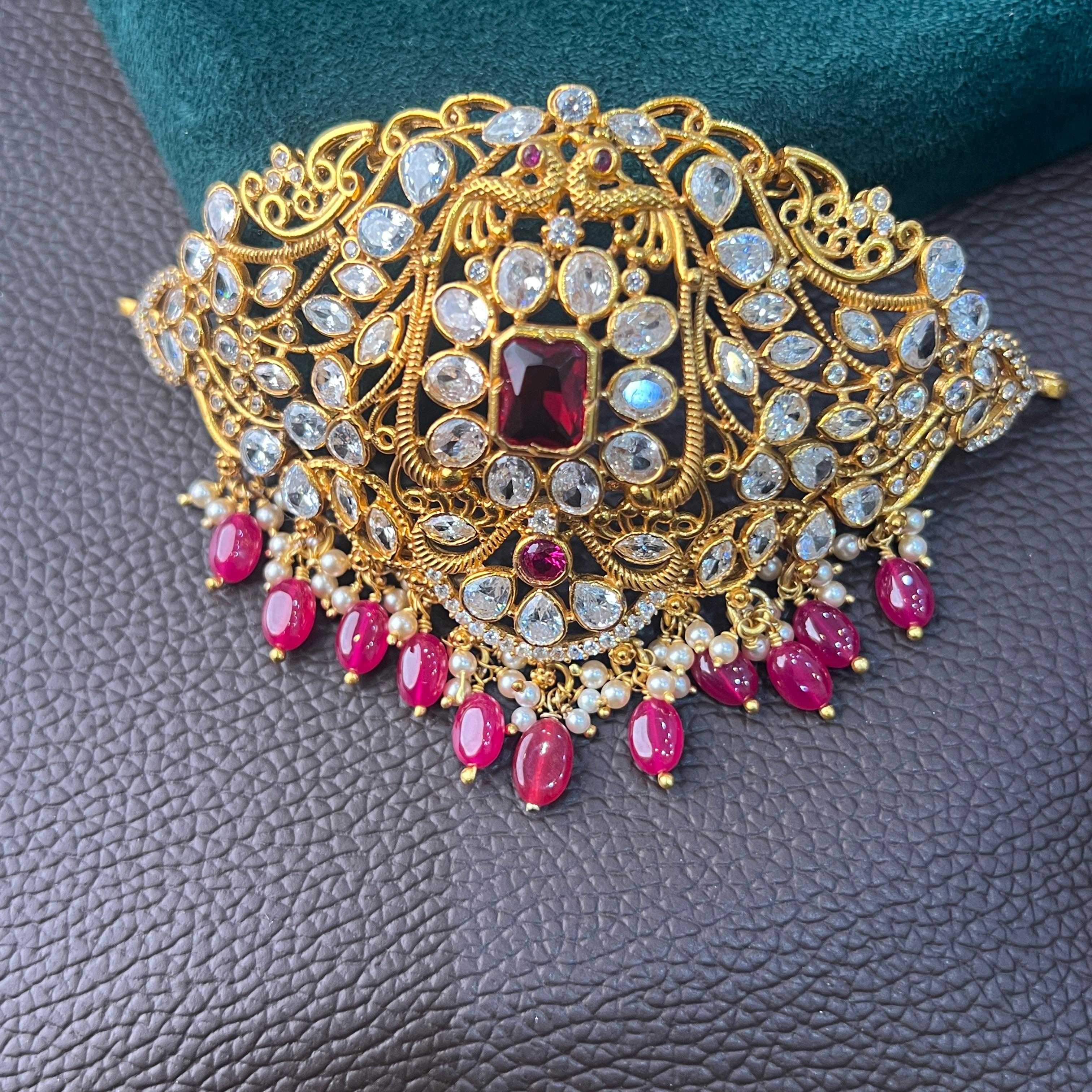 925 Silver Gold Plated Choker- 1201