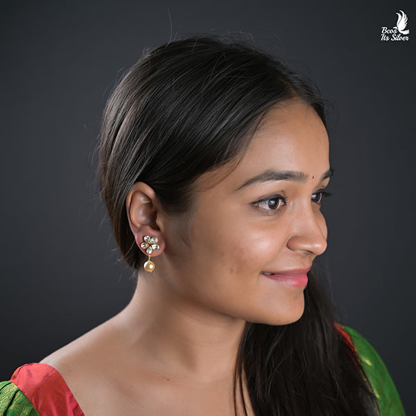 925 Silver Gold Plated Earstud- 0470