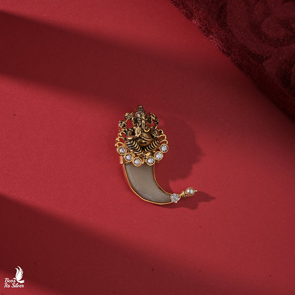 925 Silver Puligoru CZ Ganesha Pendant -0451