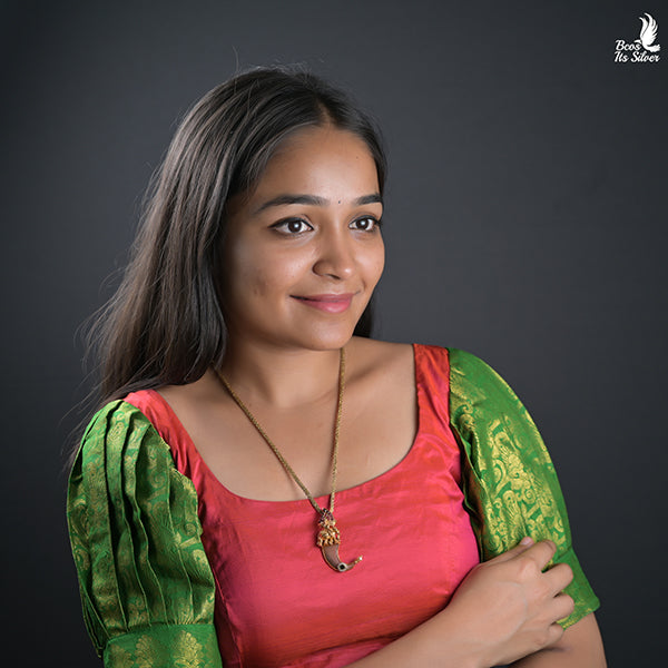 925 Silver Puligoru Elephant Nakshi Pendant -0453