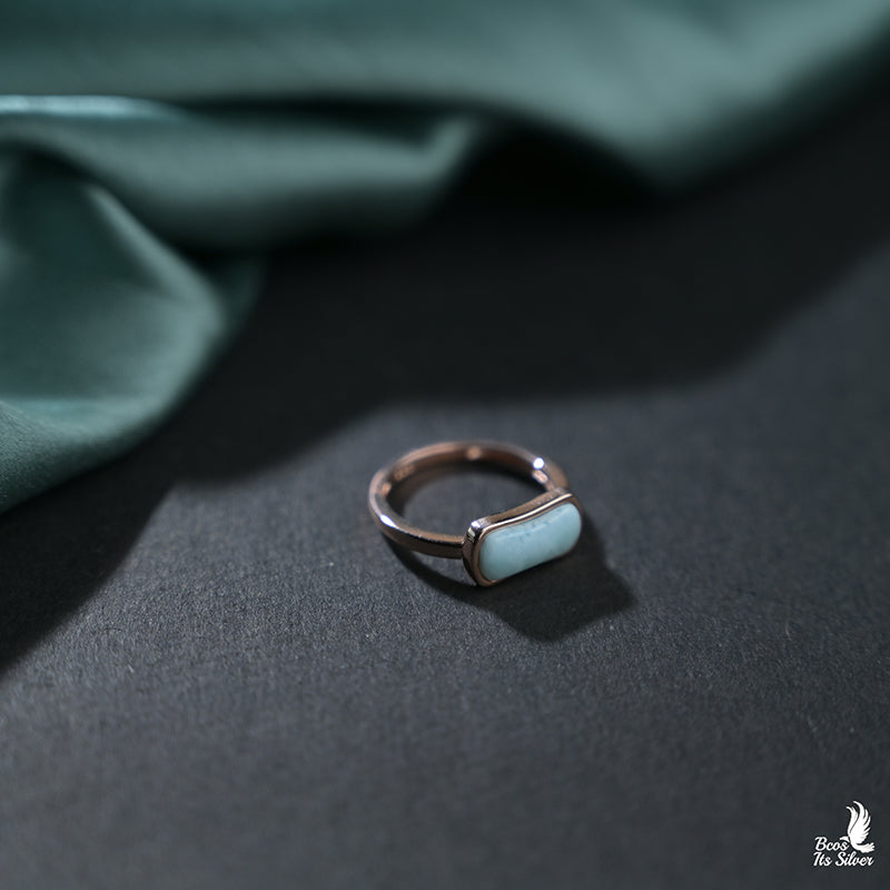 Pure 925 Silver Milkshake Rose Gold Finger Ring -8703