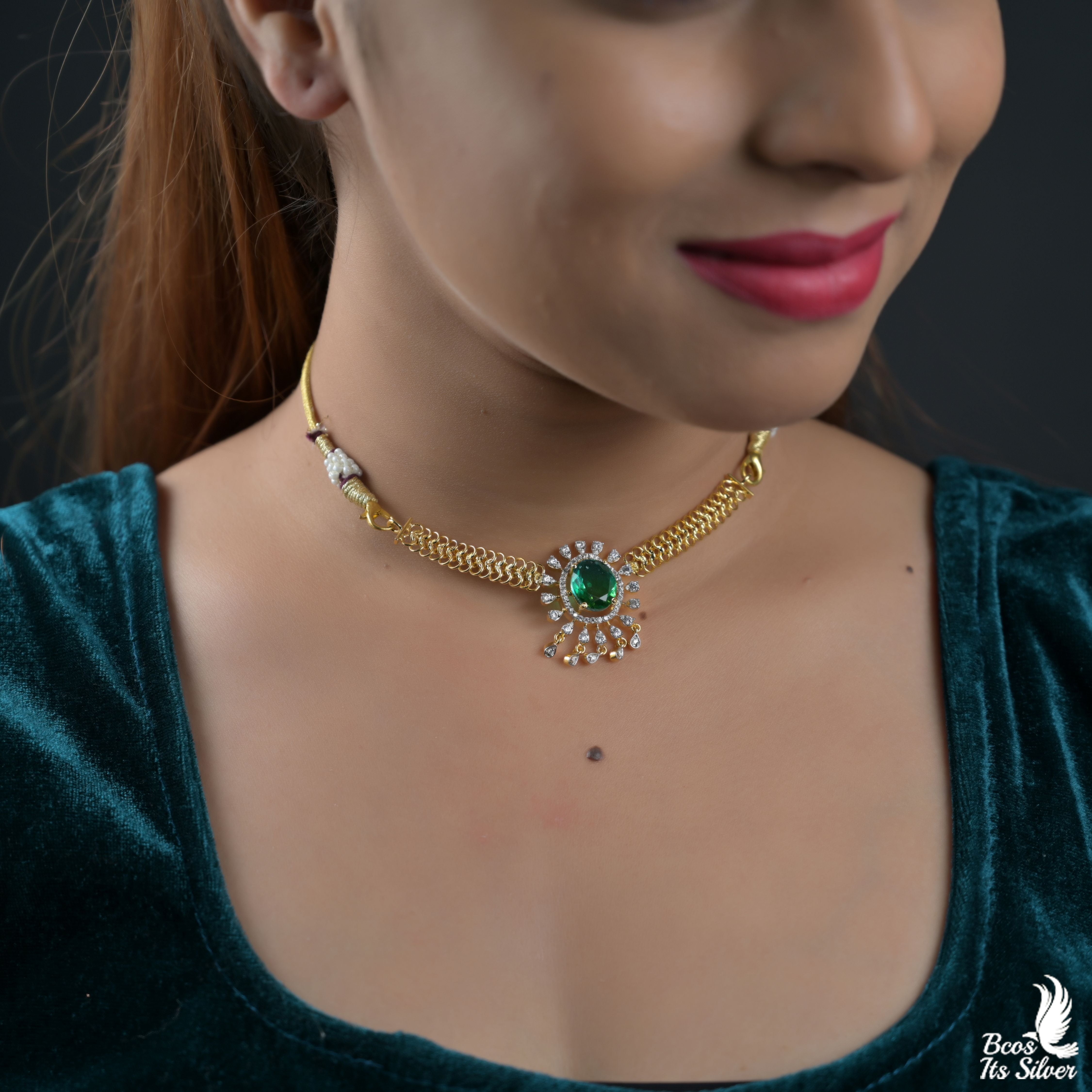 925 Silver Theia diamond look choker -8314 ( MADE TO ORDER )