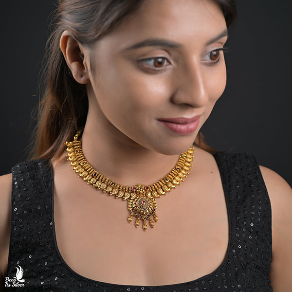 925 Silver Gold Plated Mango Necklace-1026