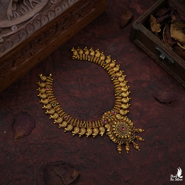 925 Silver Gold Plated Mango Necklace-1026