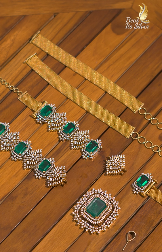 925 Silver Theia Diamond Look 4 in 1 Waist Belt-2720 (MADE TO ORDER)