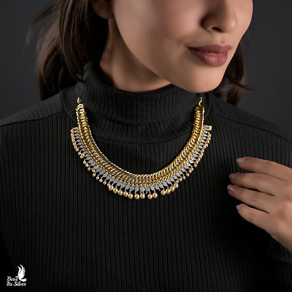 Theia Diamond Look Jalebi Necklace -0363 ( made to order)