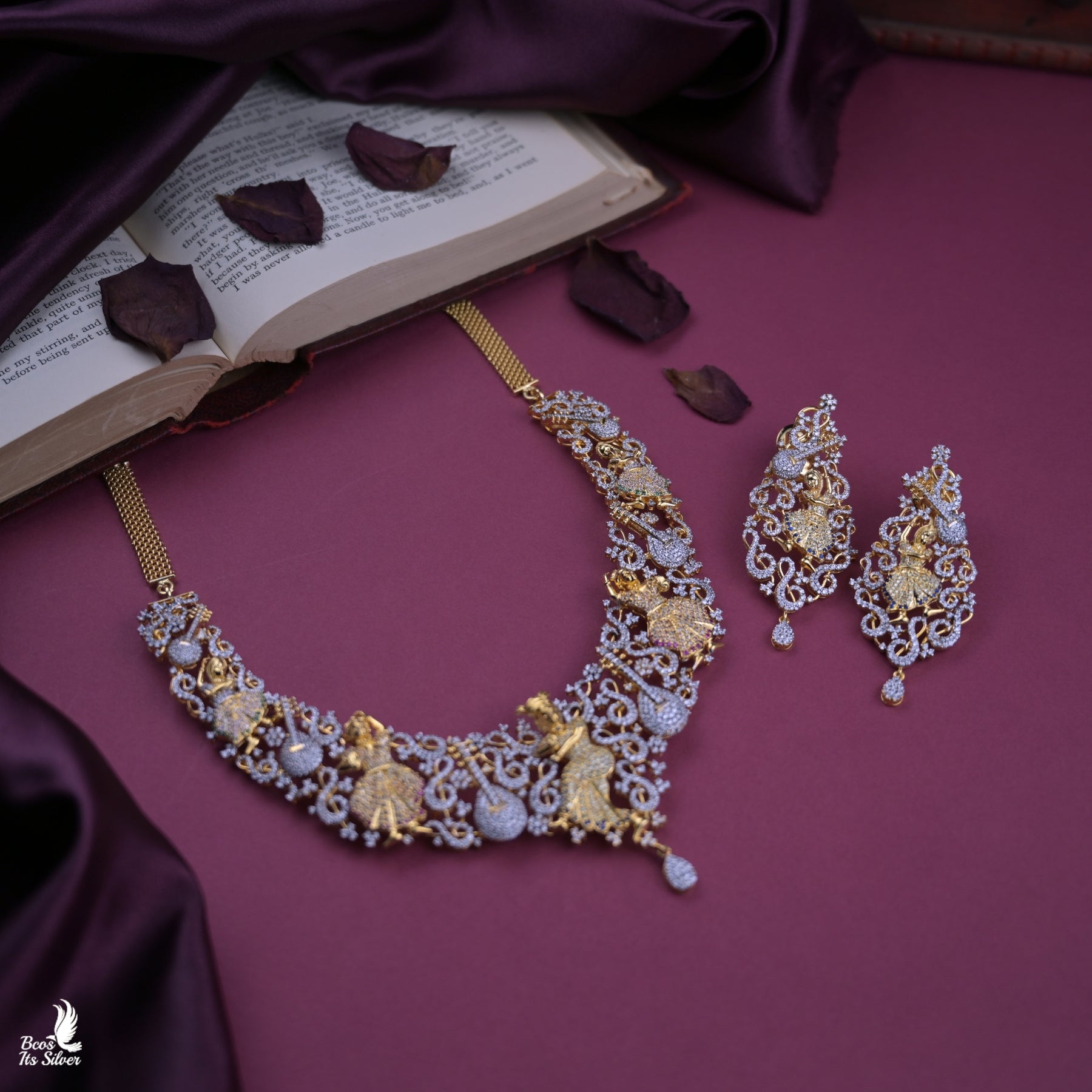 Theia Diamond Look Necklace with Earring - 6634