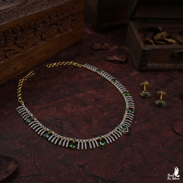 Theia Diamond Look Necklace set-0946 ( MADE TO OORDER )