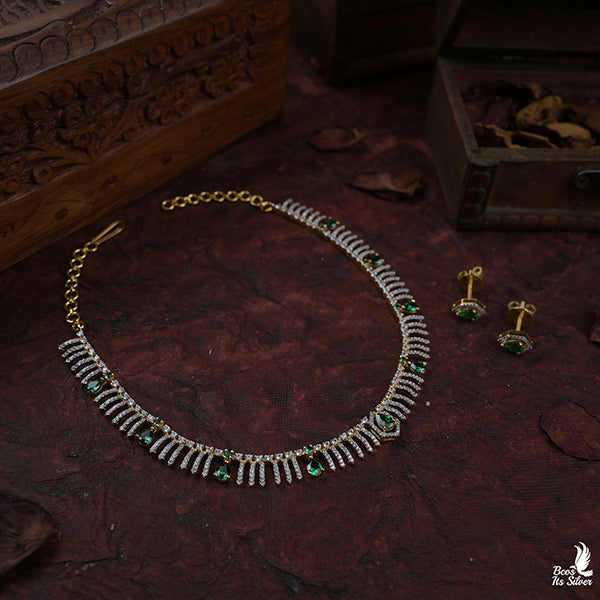 Theia Diamond Look Necklace set-0946 ( MADE TO OORDER )