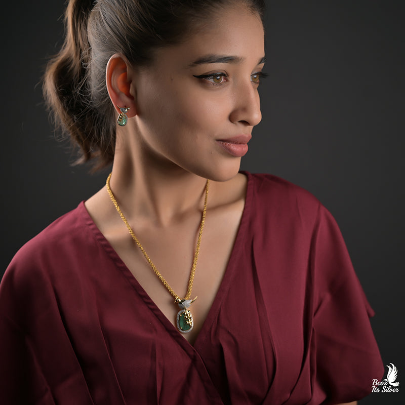 Theia Diamond Look Pendant with Earring -0044 -( MADE TO OREDER )