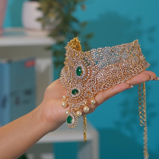 925 Silver Theia Diamond Look choker- 1226