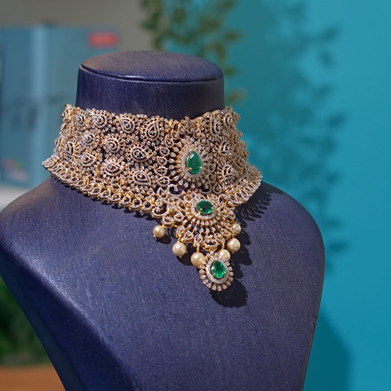 925 Silver Theia Diamond Look choker- 1226