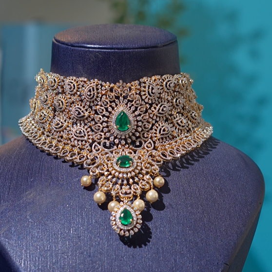 925 Silver Theia Diamond Look choker- 1226