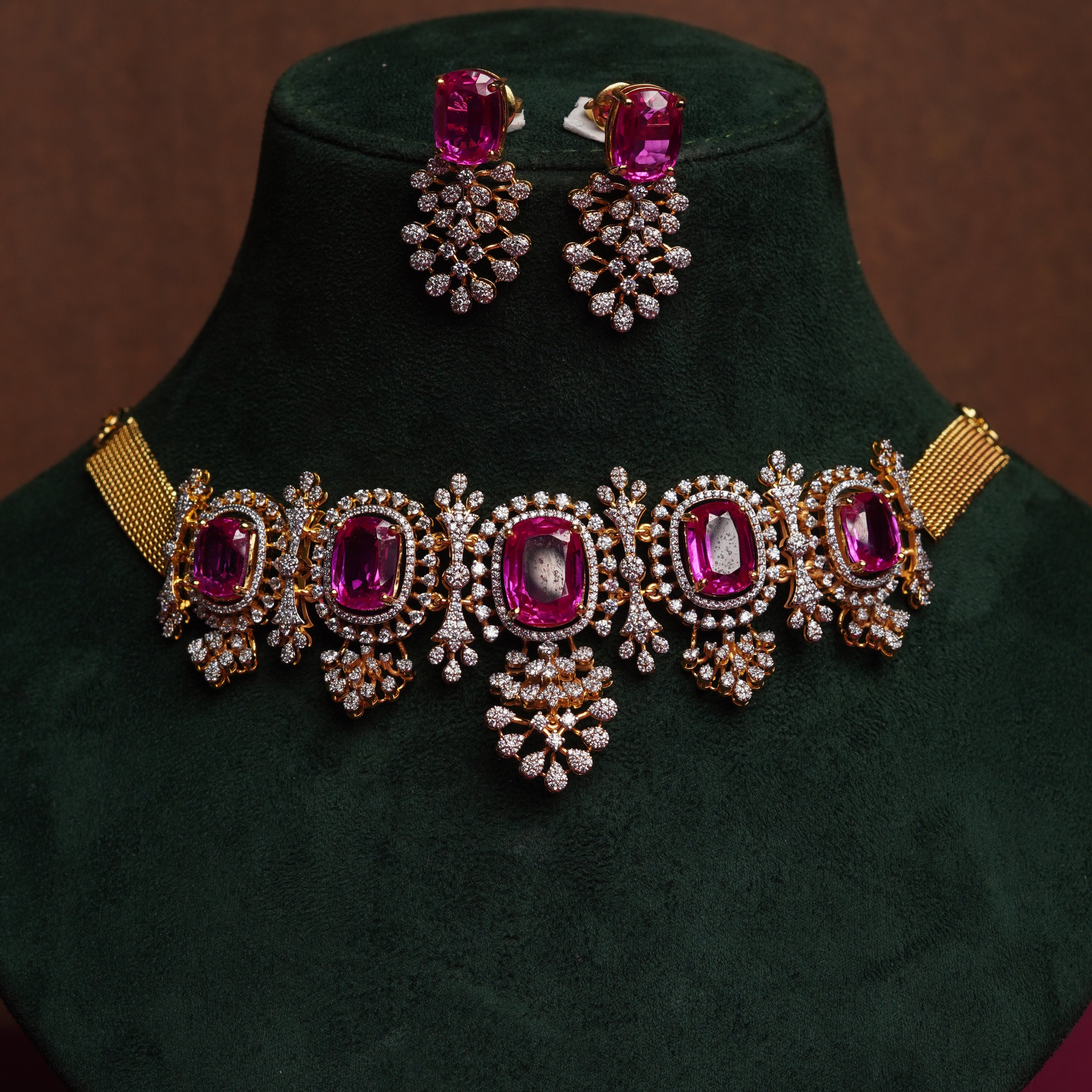 925 Silver Theia Diamond Lookalike Choker Set -1203 (MADE TO ORDER)