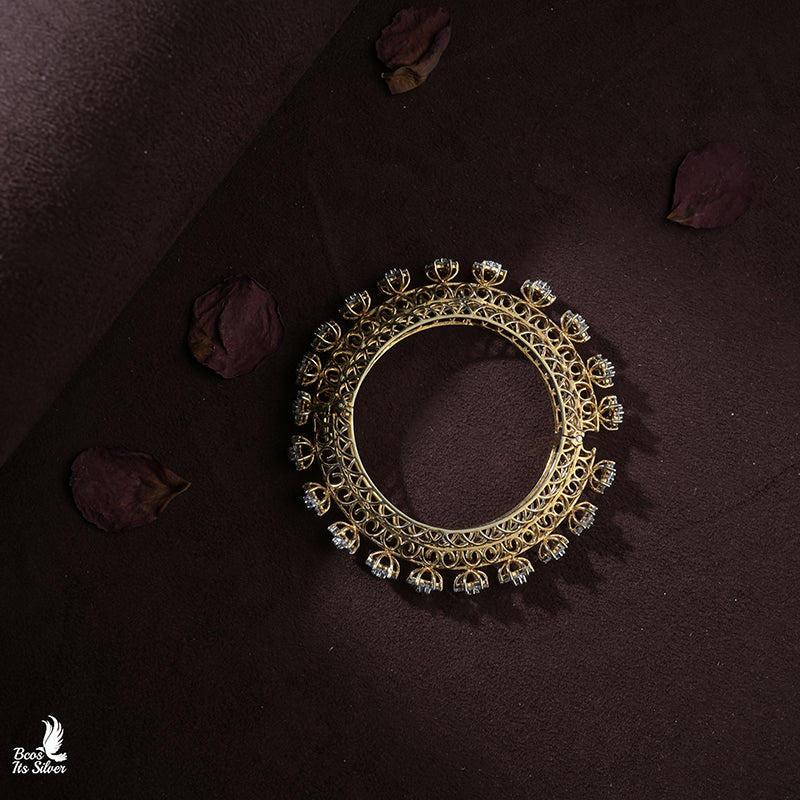 Theia Gold Plated Diamond Look Bangle - 323 -Size - 2.5