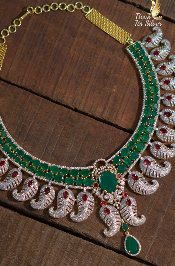 925 Silver Theia Diamond Look Necklace- 1337