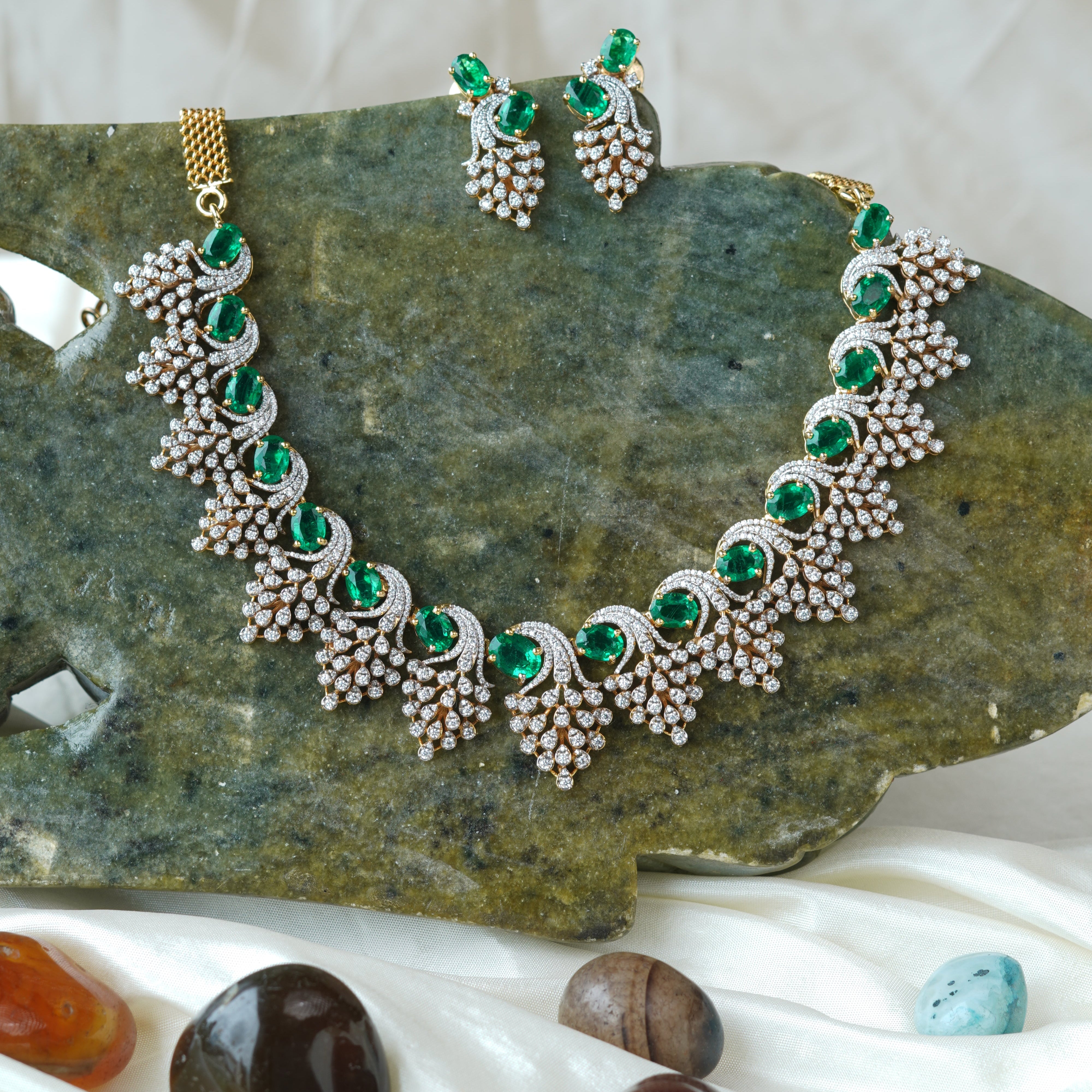 925 Silver Theia Diamond Look Necklace Set-1204