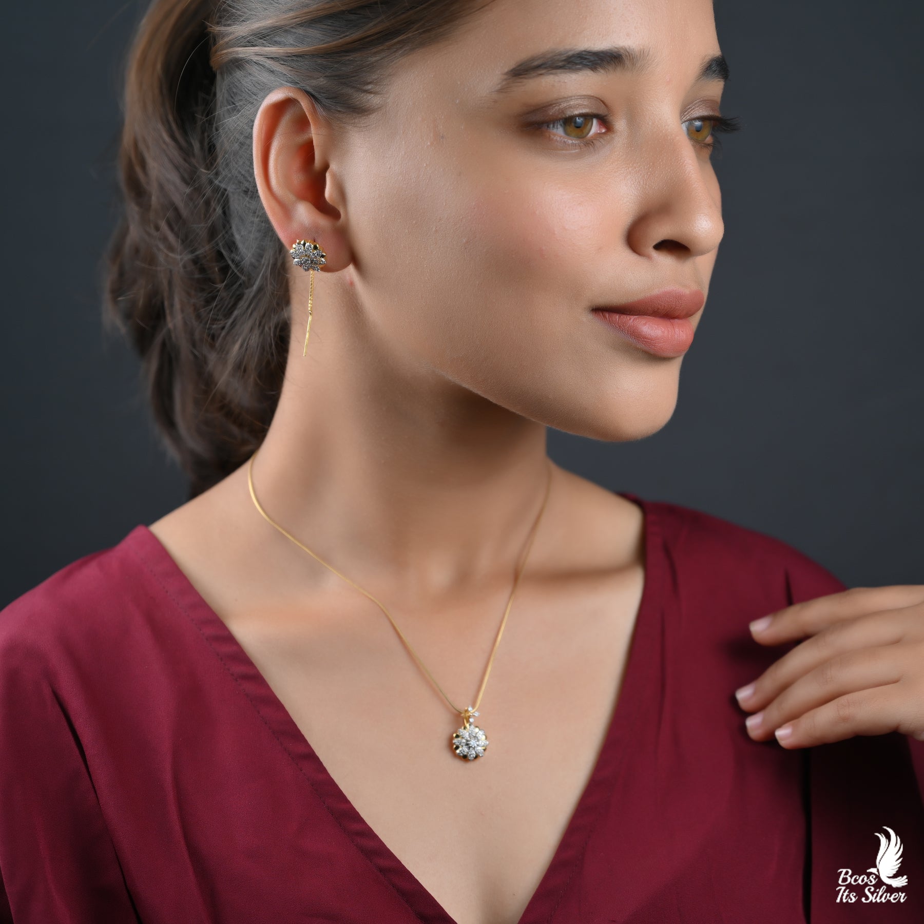 Theia Pendant with Earring - 3034 (sui dhaga)