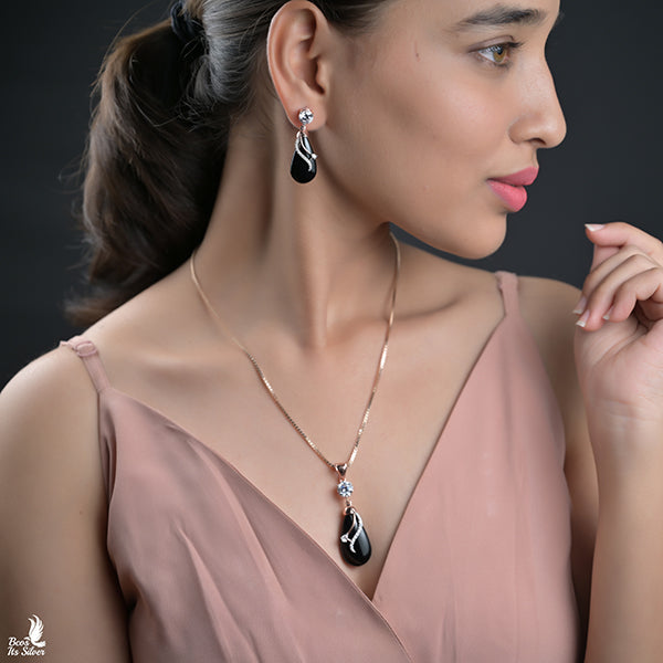 Theia Rose Gold Pendant with Earring - 6642 ( No Chain )