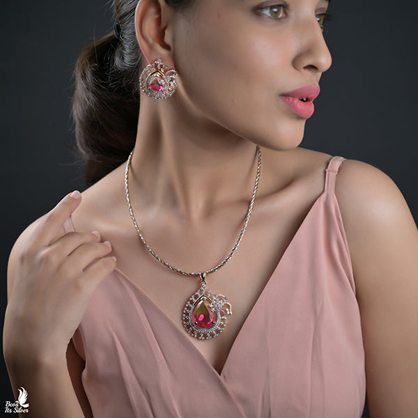 Theia Rose Gold Pendant with Earring - 6712