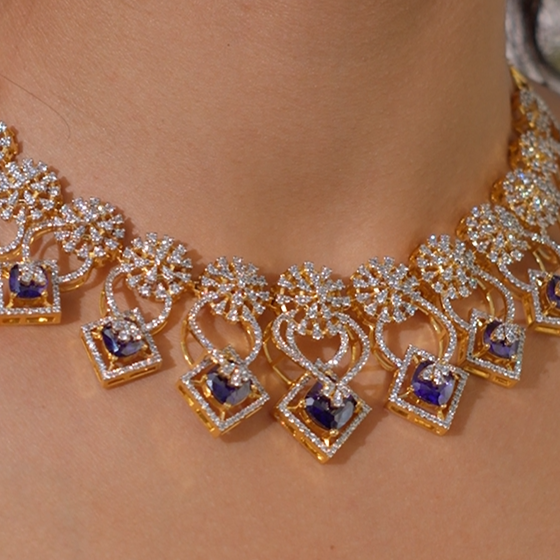 925 Silver Theia diamond look Necklace set- 0277