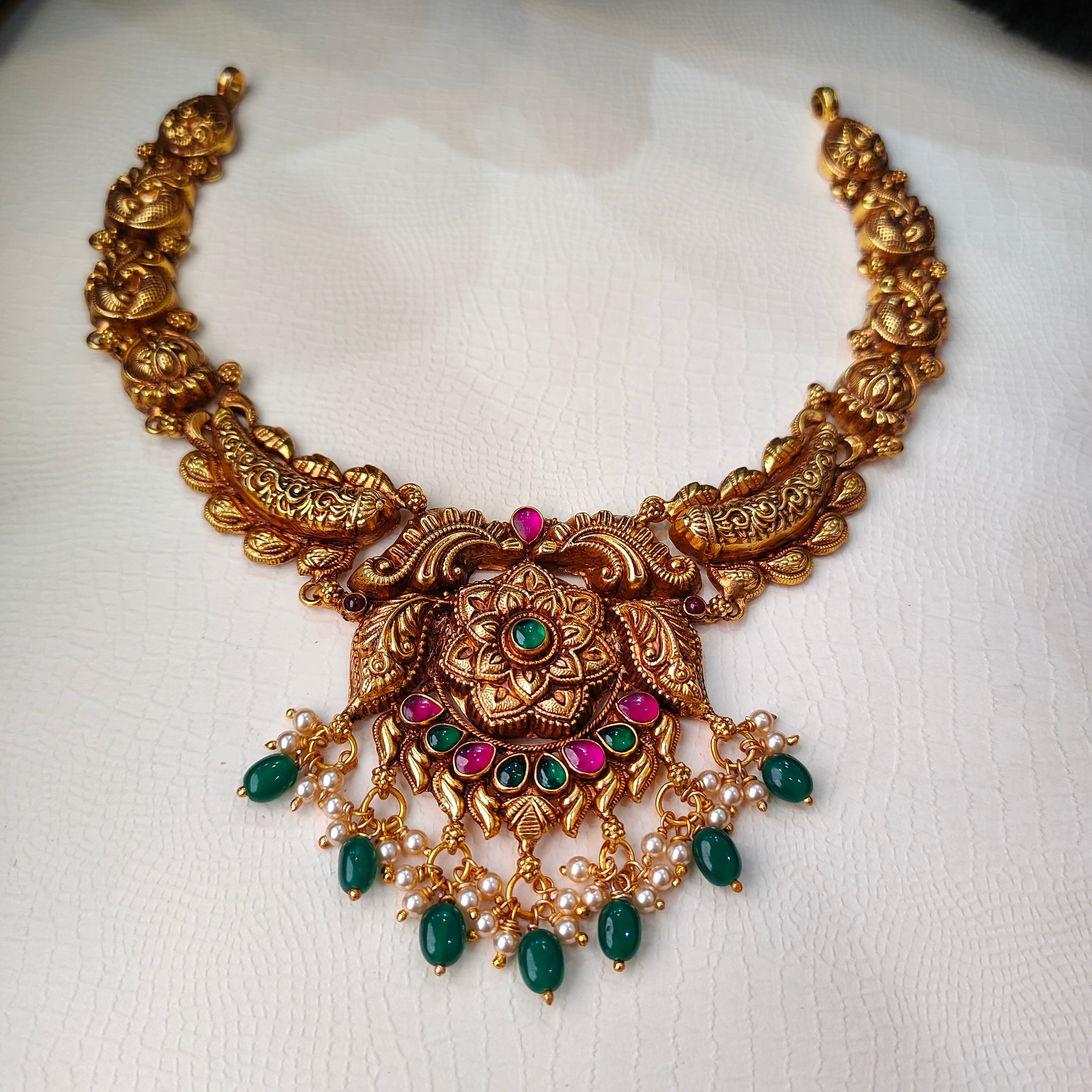 925 Silver Traditional Floral Nakshi Necklace -5635