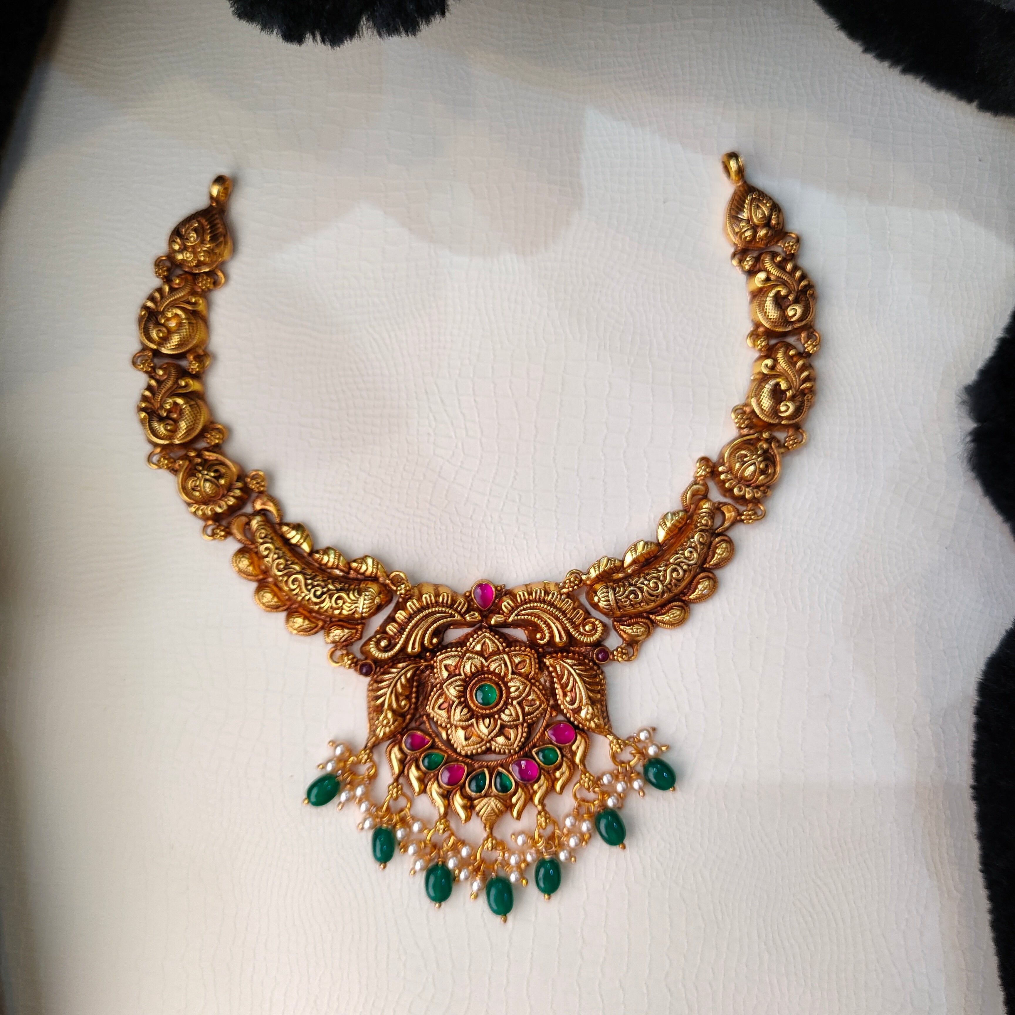 925 Silver Traditional Floral Nakshi Necklace -5635