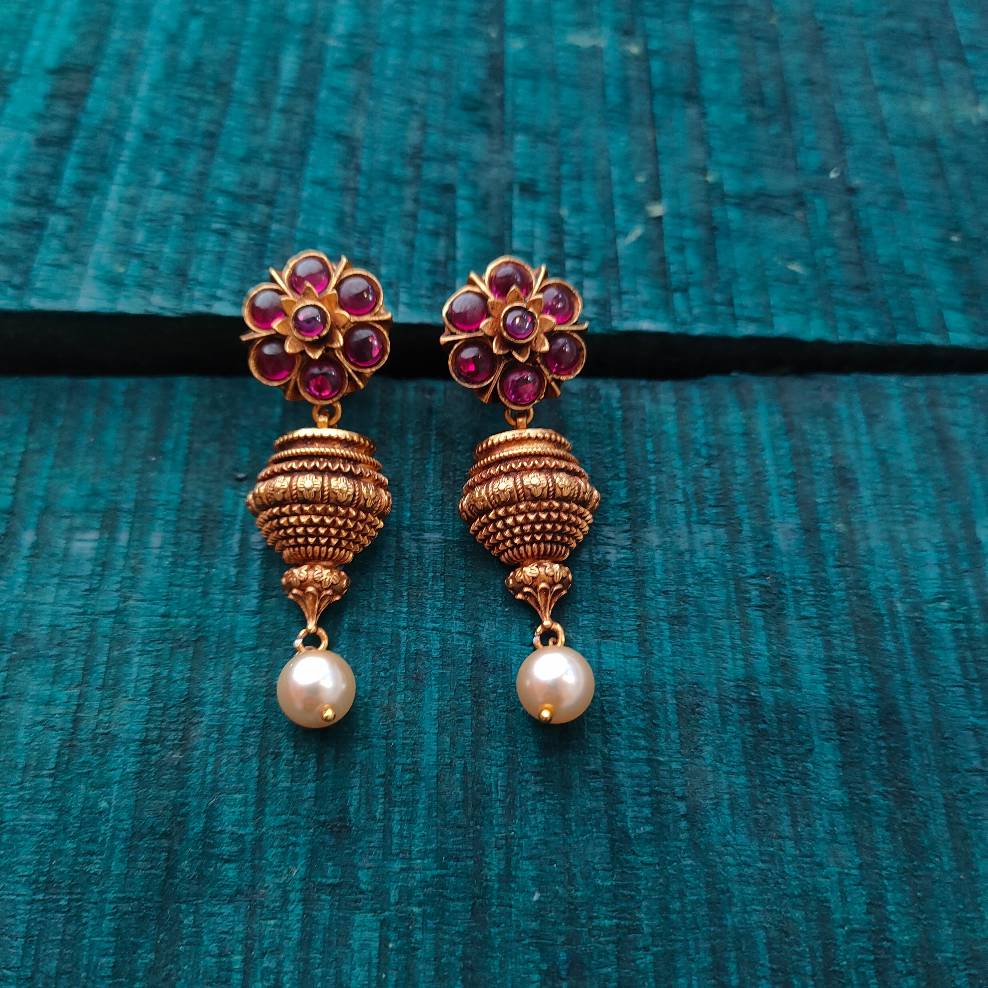 925 Silver Traditional Flower Earring-1475