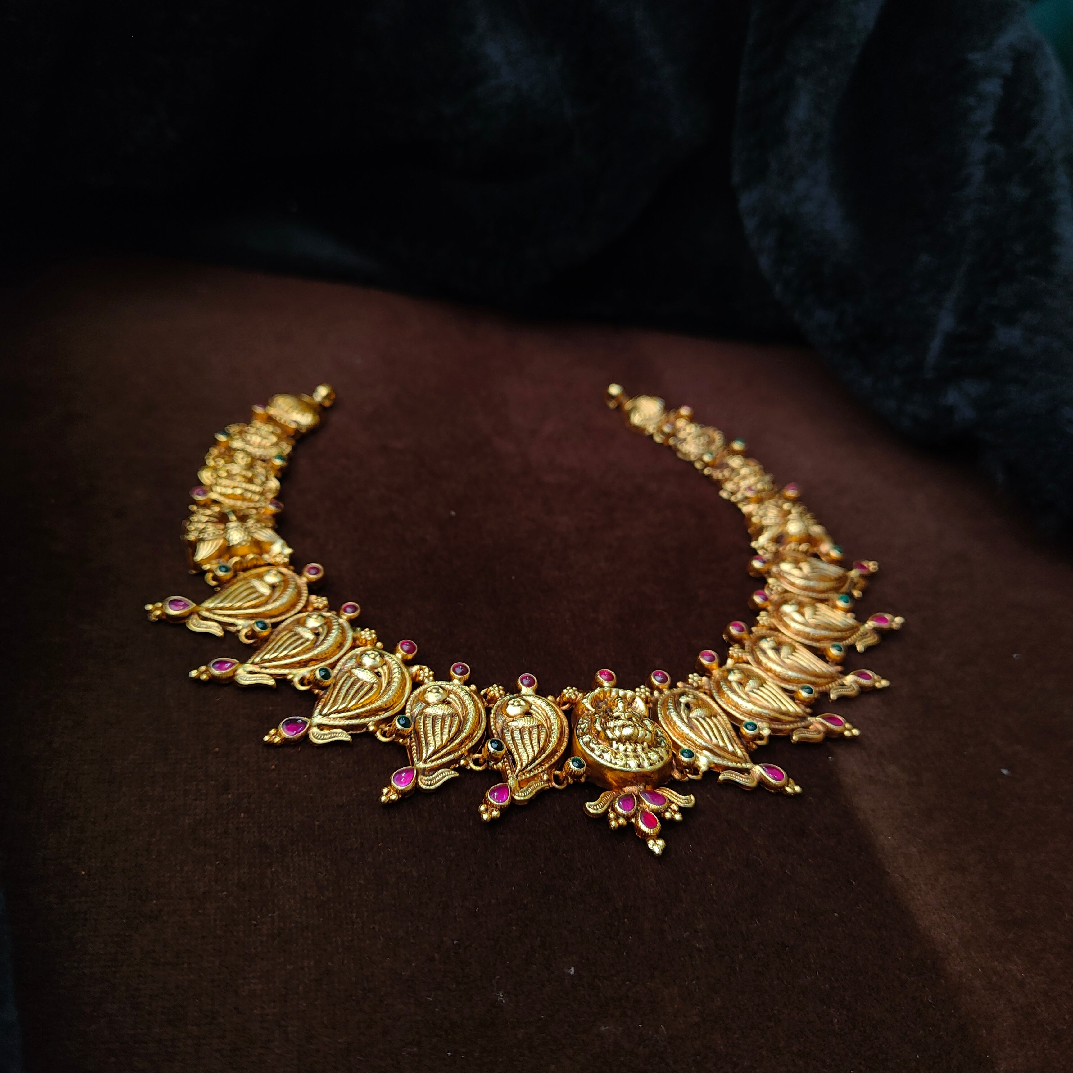 925 Silver Gold Plated Traditional Nakshi Necklace -5604