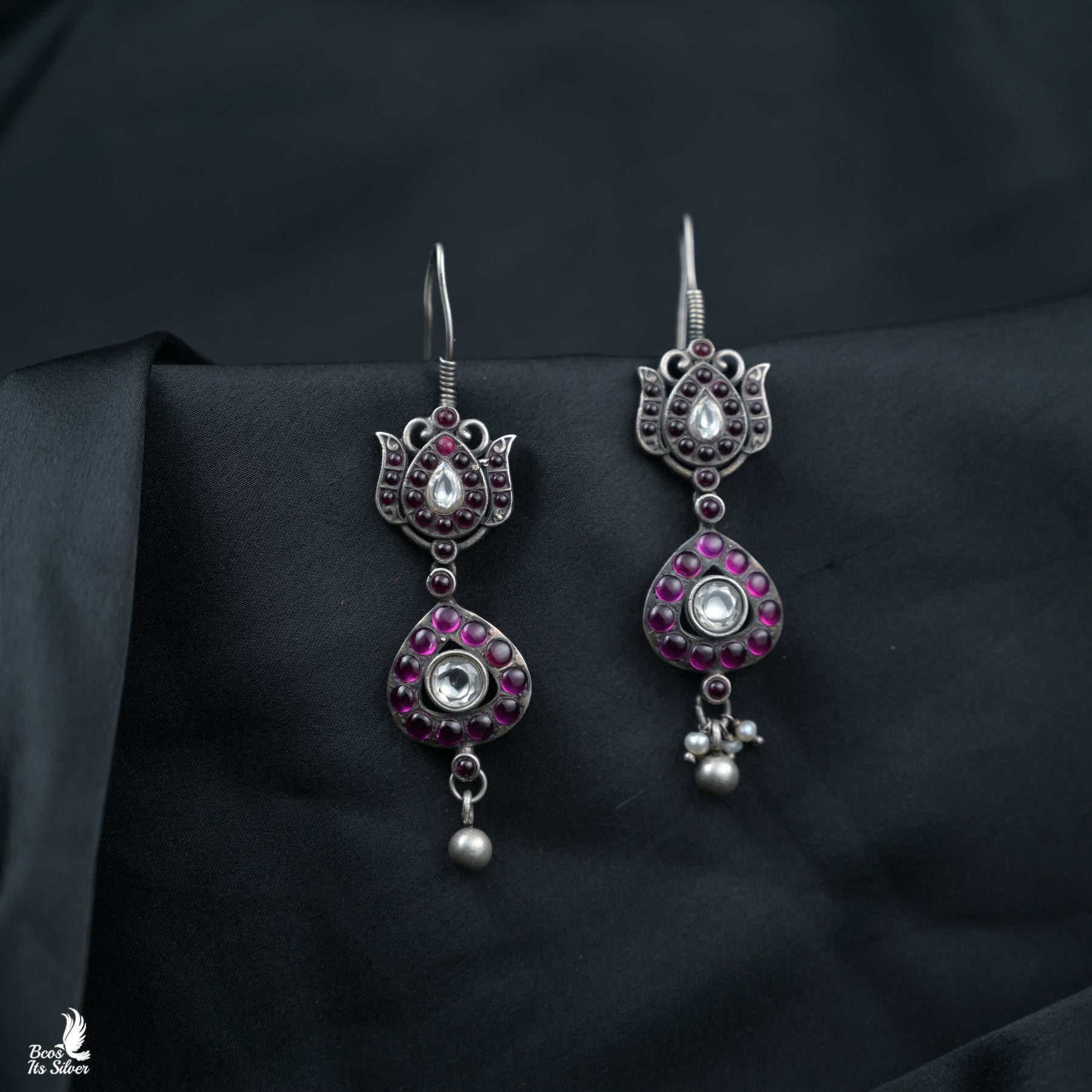 Pure 925 Silver Oxidized Earring - 5059