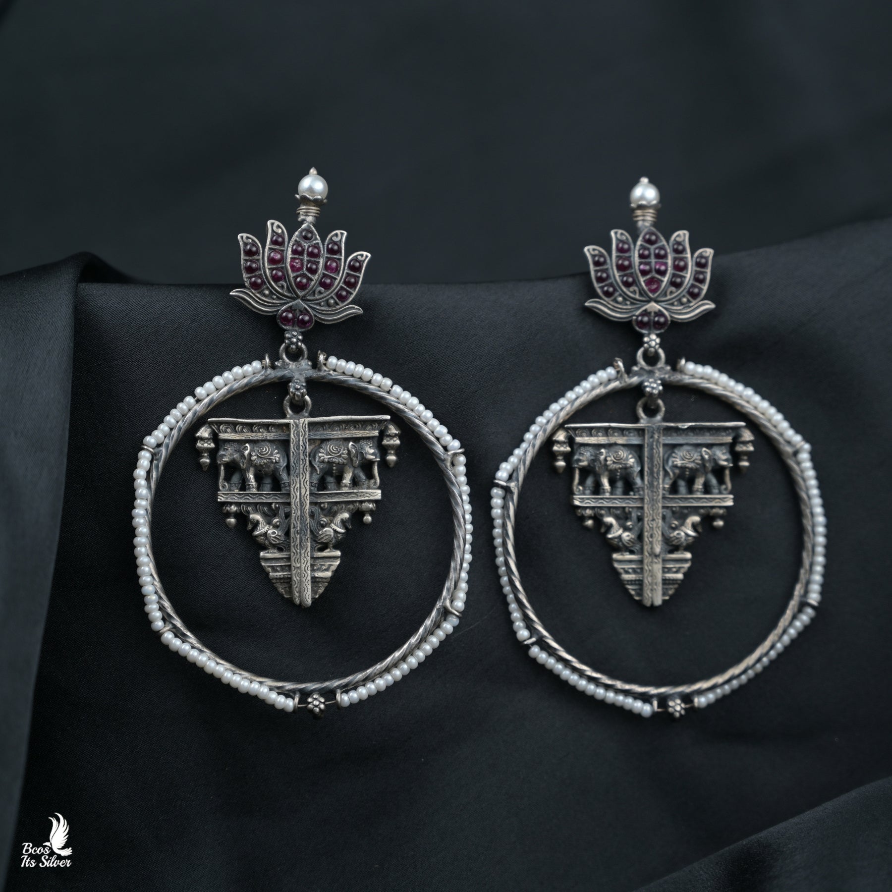 Pure 925 Silver Oxidized Chandbali - 4717