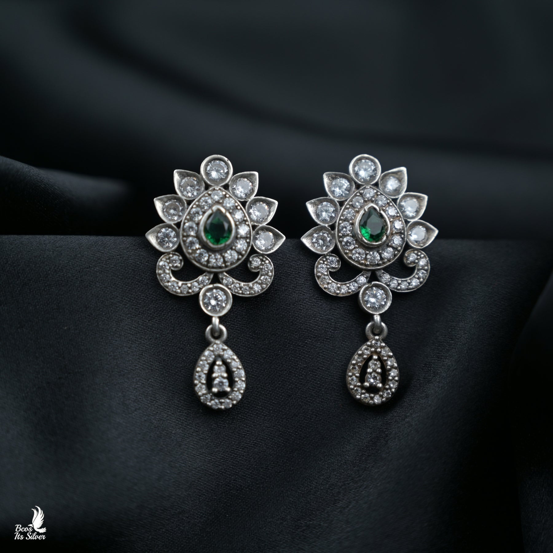 Pure 925 Silver Oxidized Earring-4468