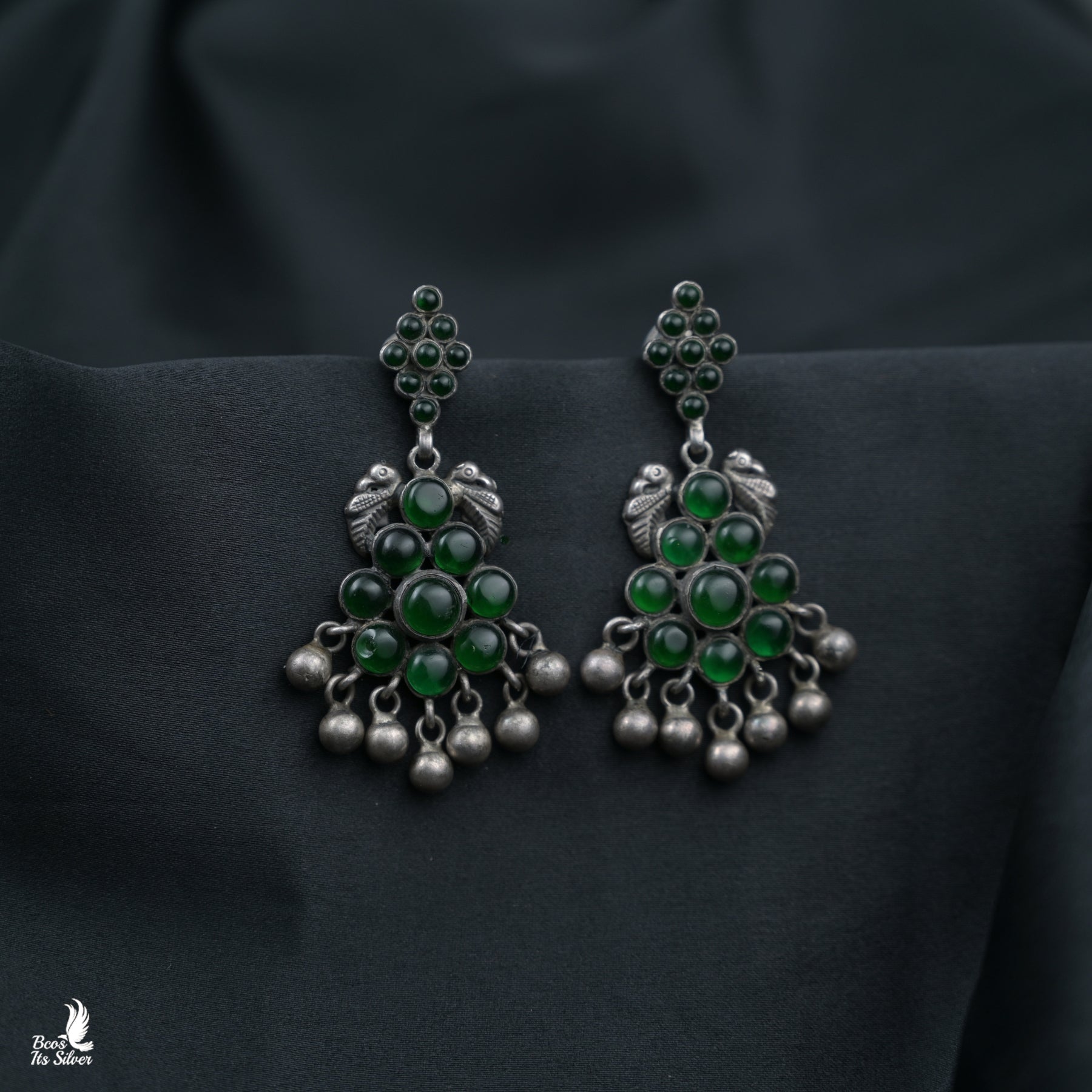 Pure 925 Silver Oxidized Chandbali - 3431