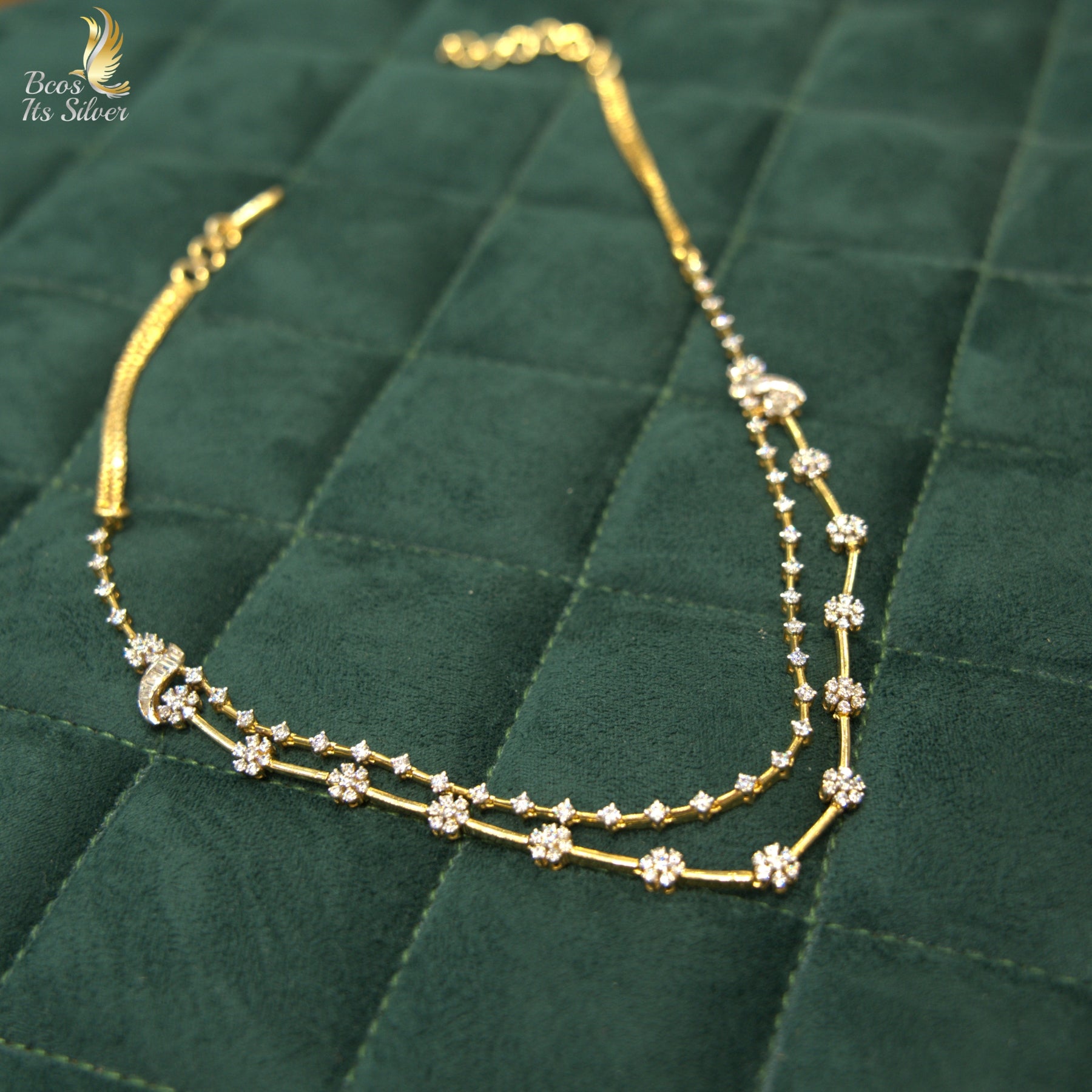 Theia Diamond Look Neckpiece With Earring - 2473 ( MADE TO ORDER )