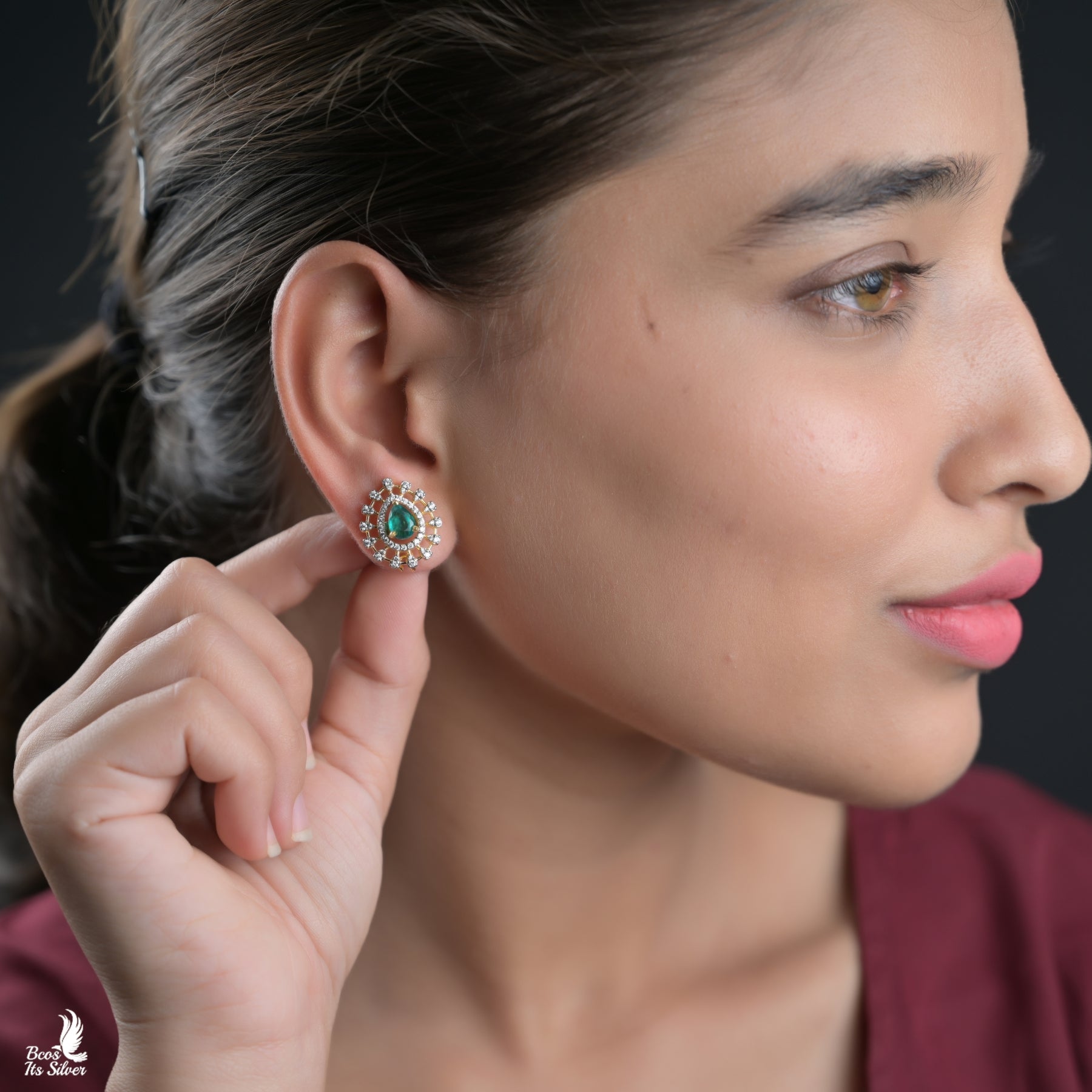 Theia Diamond look Jhumka - 7032-( MADE TO ORDER )