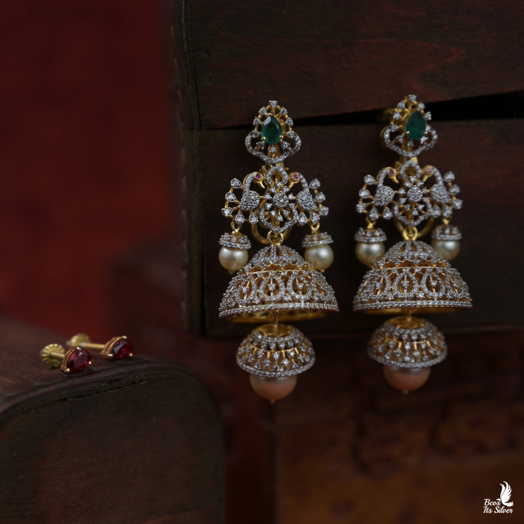 Theia Diamond look Jhumka - 7034 - ( Made to Order )